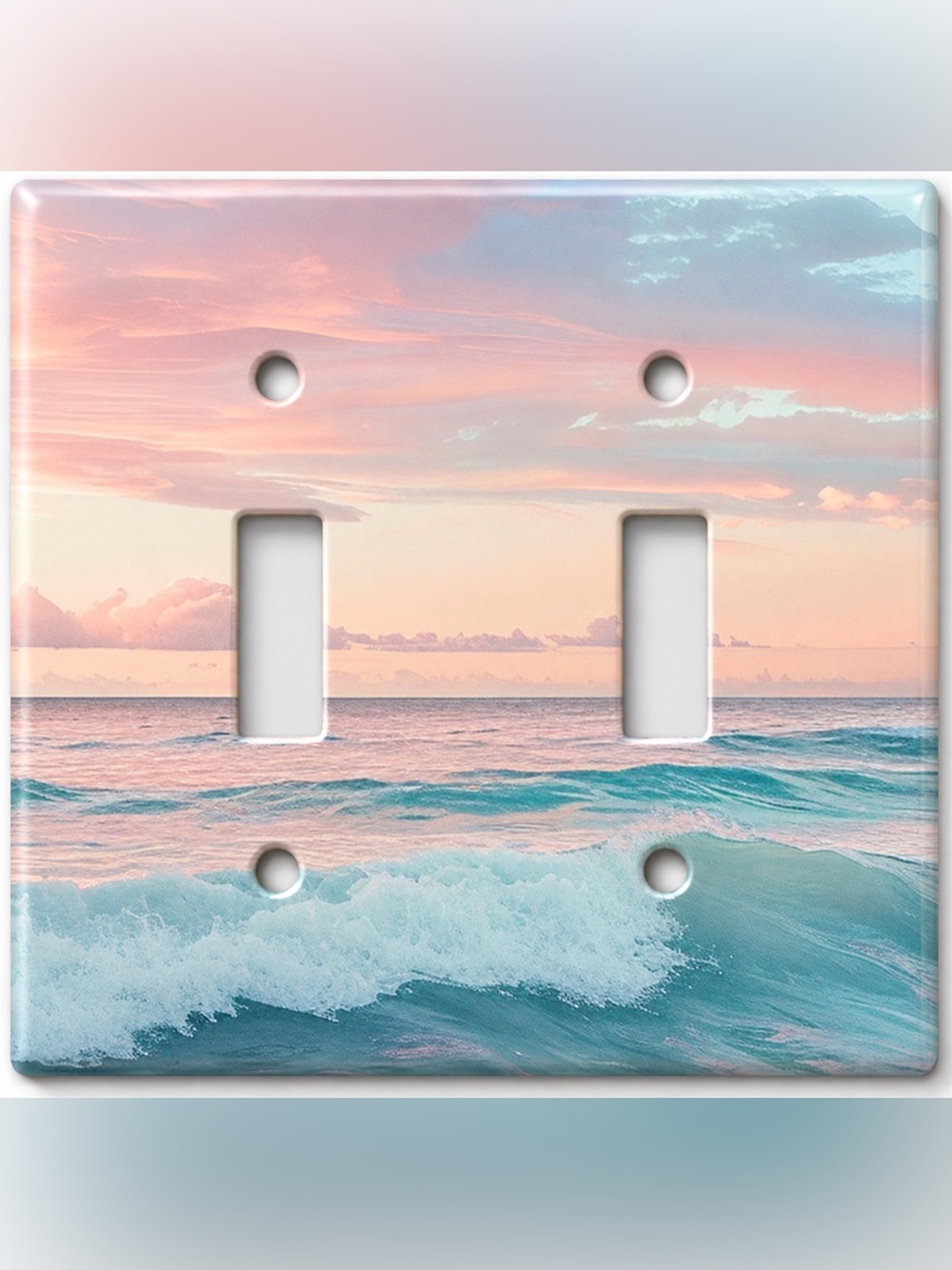 Handmade Pastel Ocean Sunset Double Toggle Light Switch Cover